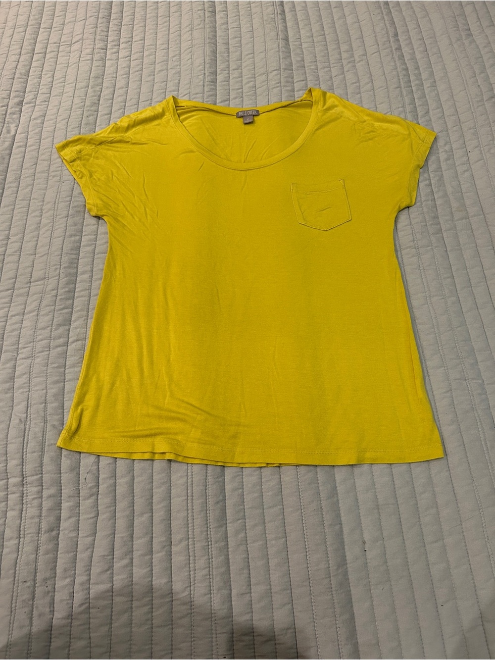 Falls Creek Yellow Crew Neck Pocket Tee